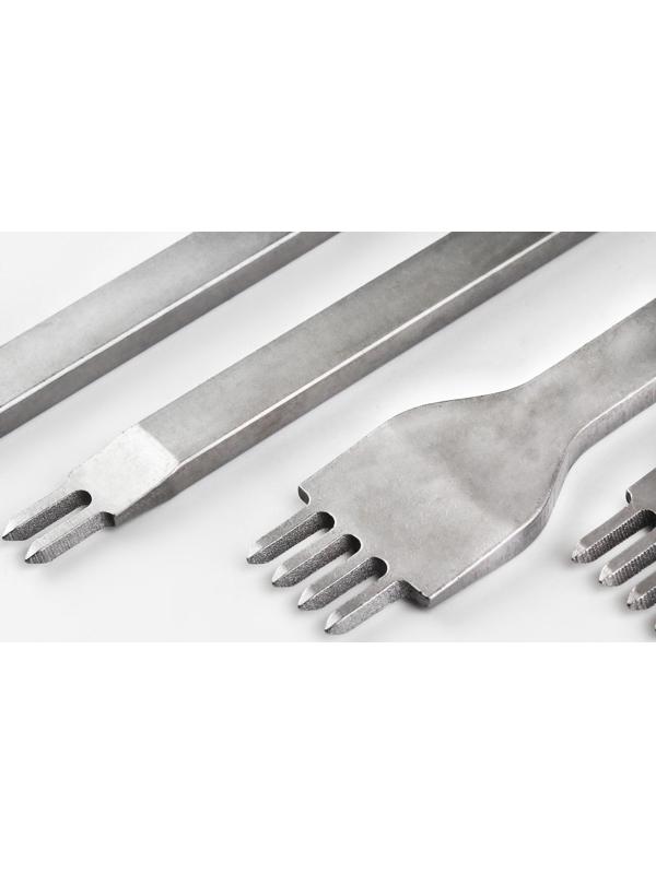 Набор строчных ромбовидных пробойников для кожи, шаг = 4 мм, 4 шт, цвет никель