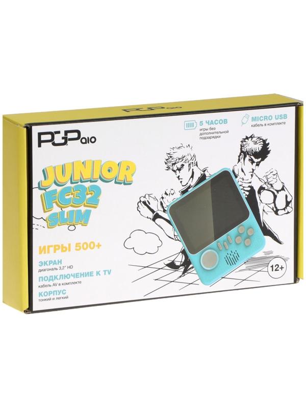Игровая приставка PGP AIO Junior FC32a Slim, AV кабель, 8 бит, 500 игр, голубая
