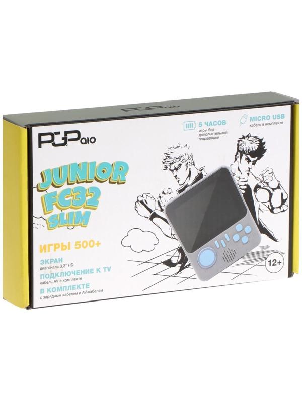 Игровая приставка PGP AIO Junior FC32b Slim, AV кабель, 8 бит, 500 игр, серая
