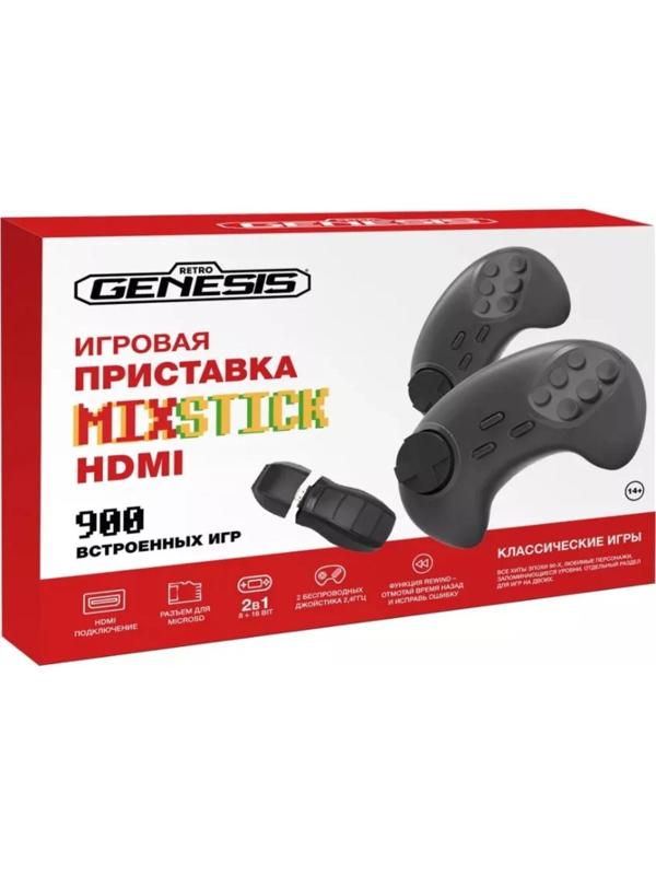 Игровая приставка Retro Genesis MixStick RS8, 2 беспр.джойстика, HDMI, 16 бит, 900 игр, черн