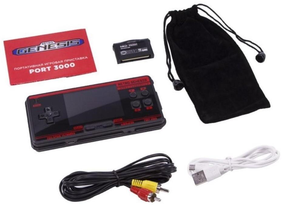 Игровая приставка Retro Genesis Port 3000, AV кабель, 400 игр, 1800 мАч, черно-красная