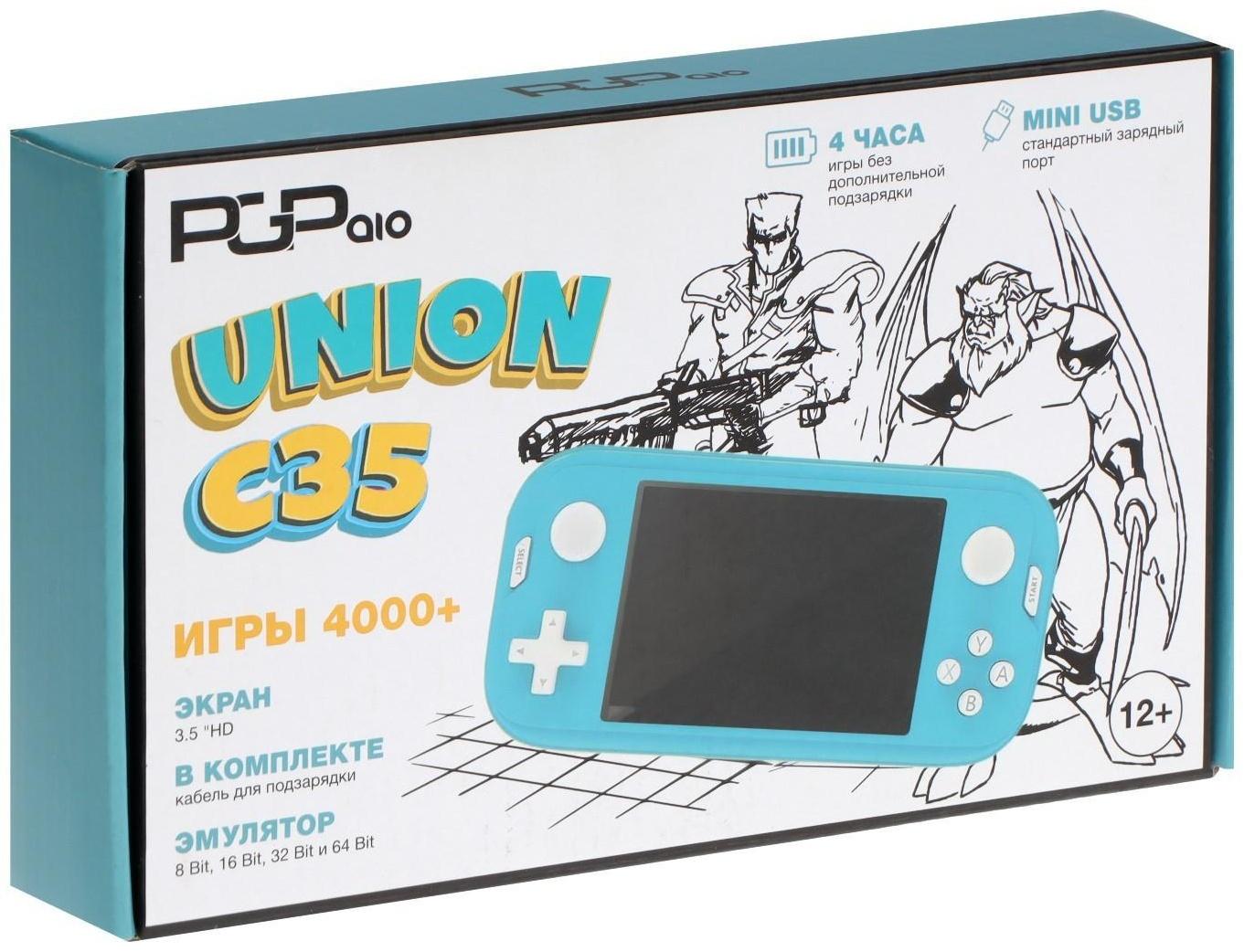 Игровая приставка PGP AIO Union C35b, Mini USB кабель, 64 бит, 4000 игр, синяя