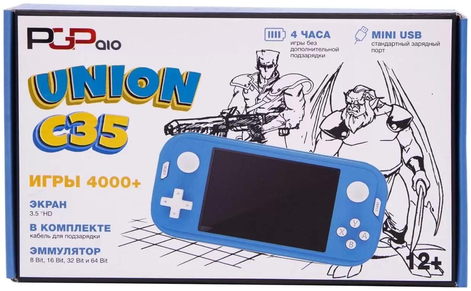 Игровая приставка PGP AIO Union C35b, Mini USB кабель, 64 бит, 4000 игр, синяя