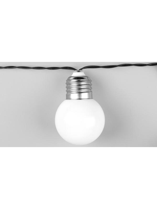 Гирлянда «Нить» 2.7 м с насадками «Белые шары», IP44, тёмная нить, 10 LED, свечение тёплое белое, 8 режимов, солнечная батарея