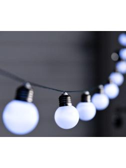 Гирлянда «Нить» 2.7 м с насадками «Белые шары», IP44, тёмная нить, 10 LED, свечение белое, 8 режимов, солнечная батарея