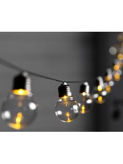 Гирлянда «Нить» 2.7 м с насадками «Лампы», IP44, тёмная нить, 10 LED, свечение тёплое белое, 8 режимов, солнечная батарея