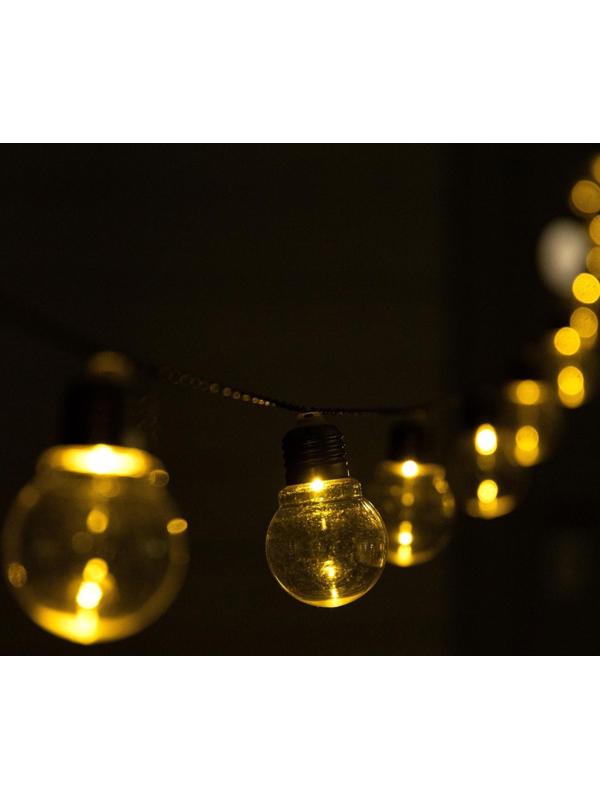 Гирлянда «Нить» 2.7 м с насадками «Лампы», IP44, тёмная нить, 10 LED, свечение тёплое белое, 8 режимов, солнечная батарея