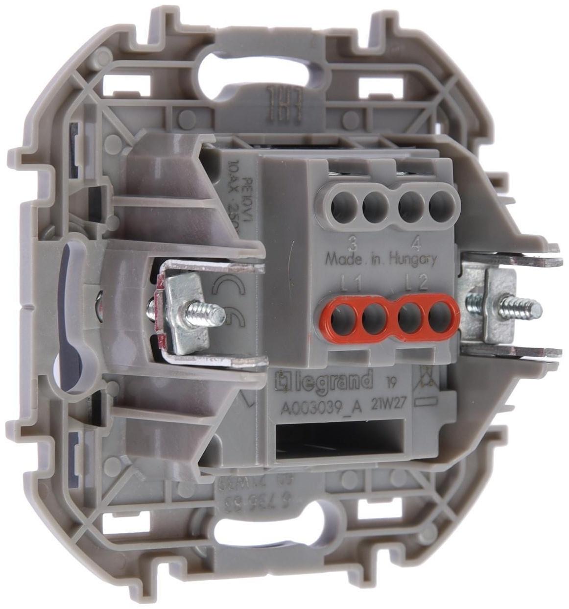 Переключатель Legrand INSPIRIA, промежуточный, винт.клеммы, 10 AX, 250 В, Антрацит