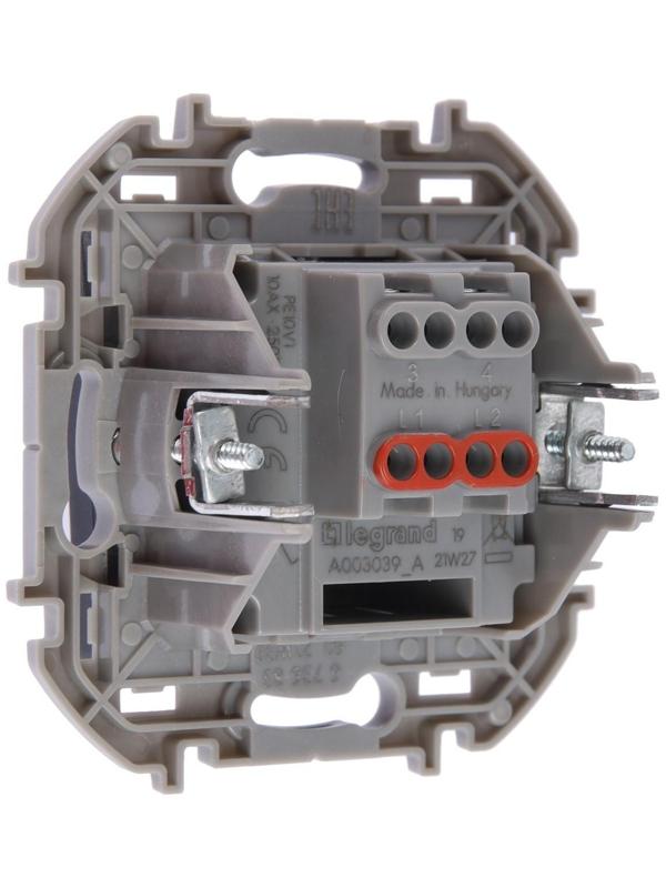 Переключатель Legrand INSPIRIA, промежуточный, винт.клеммы, 10 AX, 250 В, Антрацит