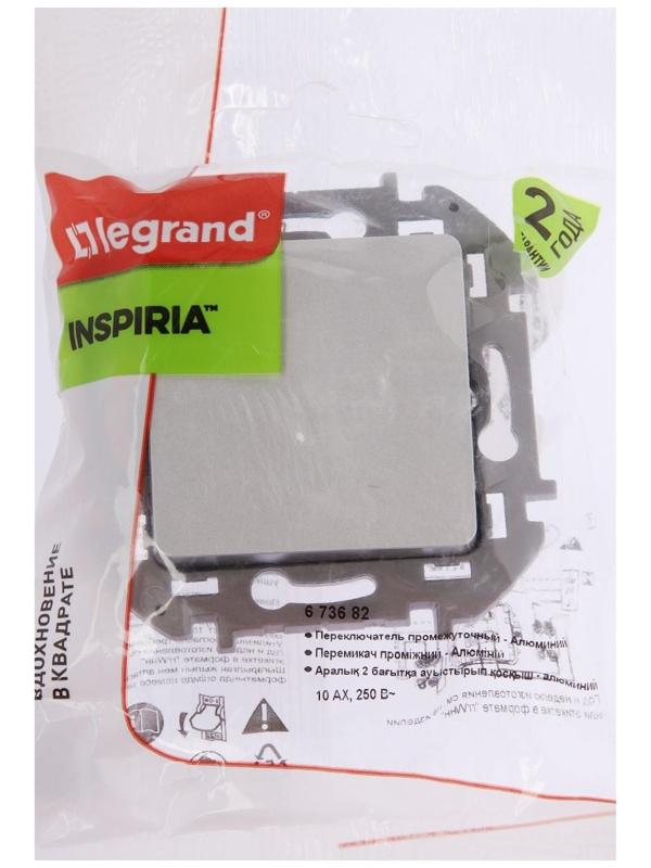 Переключатель Legrand INSPIRIA, промежуточный, винт.клеммы, 10 AX, 250 В, Алюминий