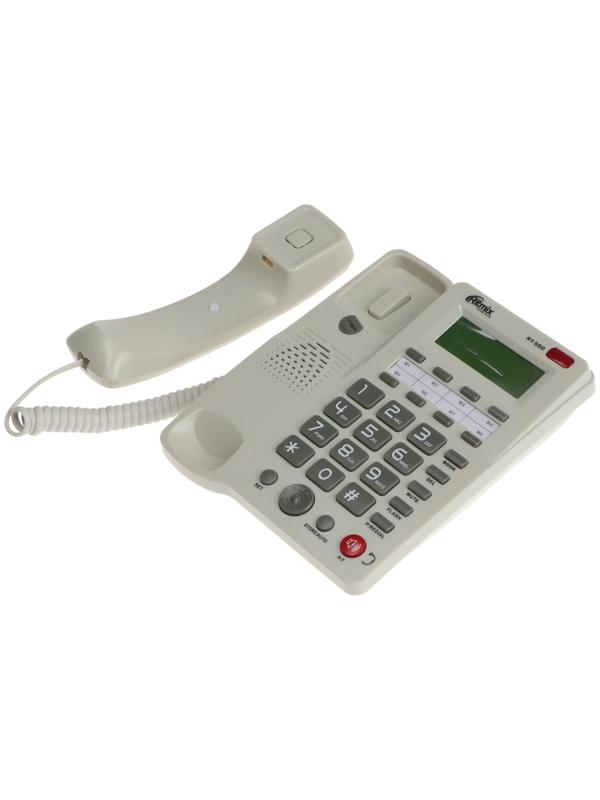 Проводной телефон Ritmix RT-550, дисплей, телефонная книга, однокнопочный набор, AUX, белый