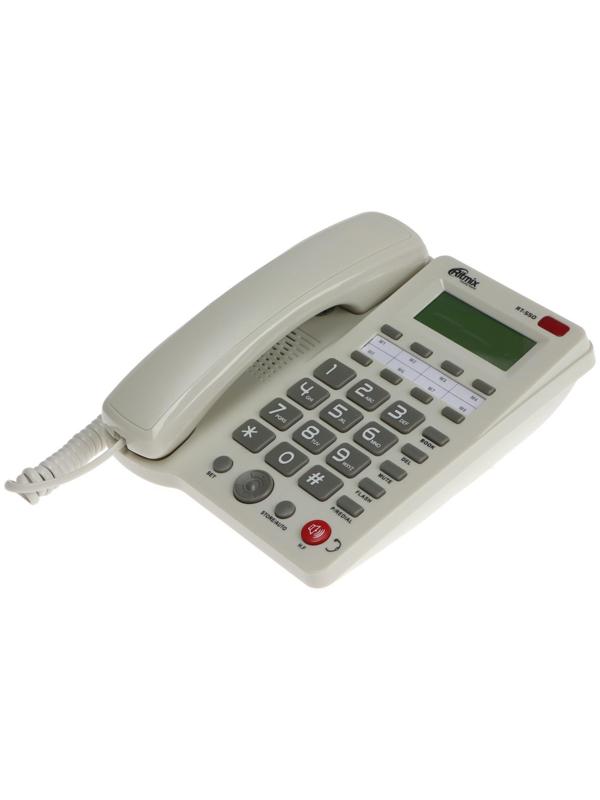 Проводной телефон Ritmix RT-550, дисплей, телефонная книга, однокнопочный набор, AUX, белый