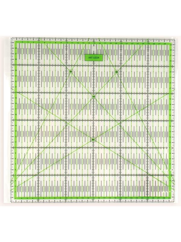 Линейка для квилтинга и пэчворка, 30 × 30 см, цвет прозрачный/зелёный