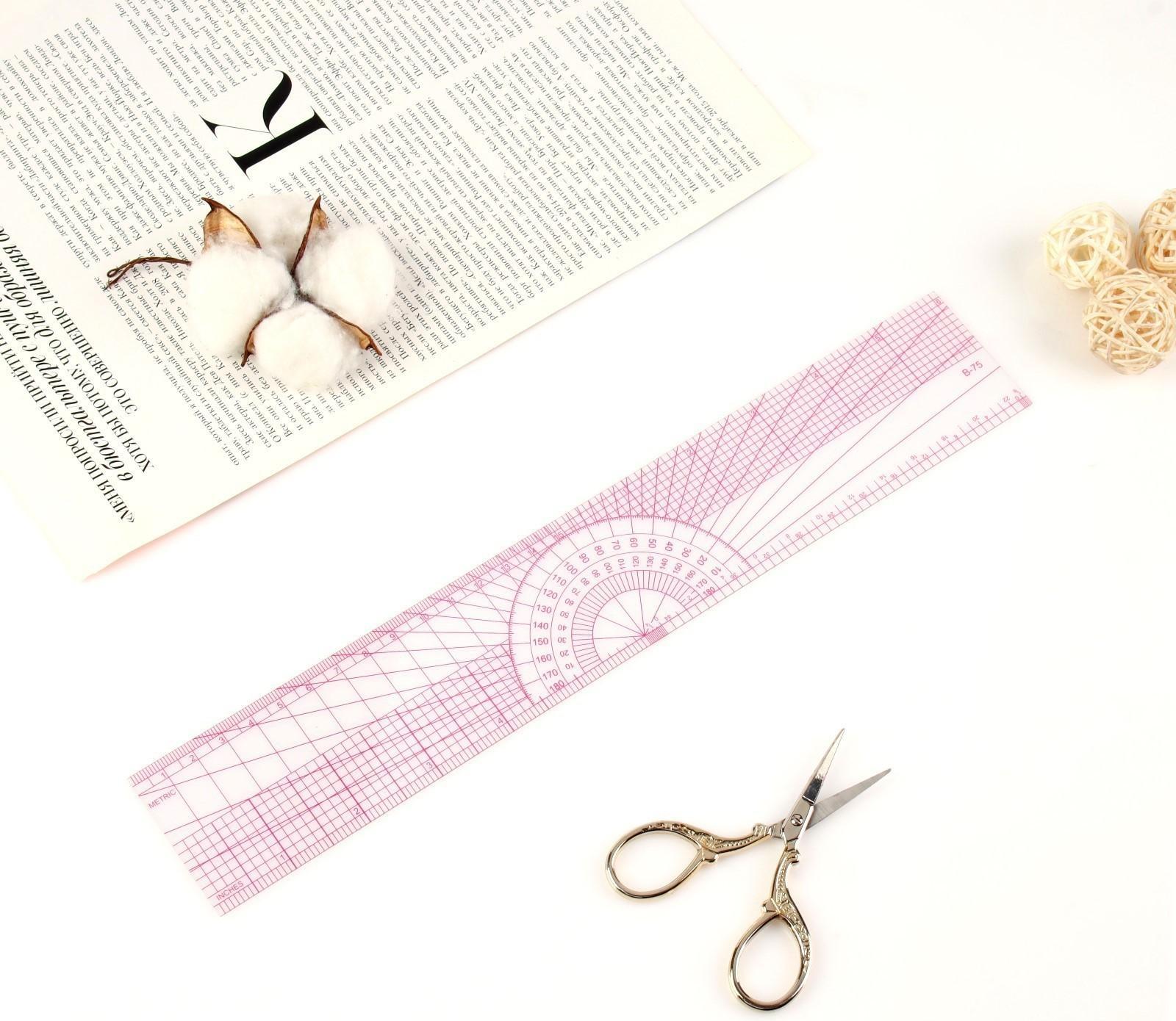 Линейка для квилтинга и пэчворка, 5 × 30,5 × 0,1 см, цвет прозрачный/розовый