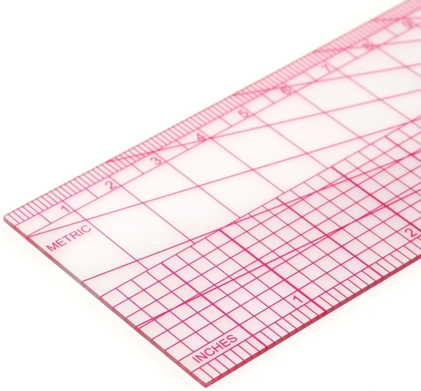 Линейка для квилтинга и пэчворка, 5 × 30,5 × 0,1 см, цвет прозрачный/розовый