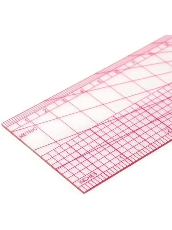 Линейка для квилтинга и пэчворка, 5 × 30,5 × 0,1 см, цвет прозрачный/розовый