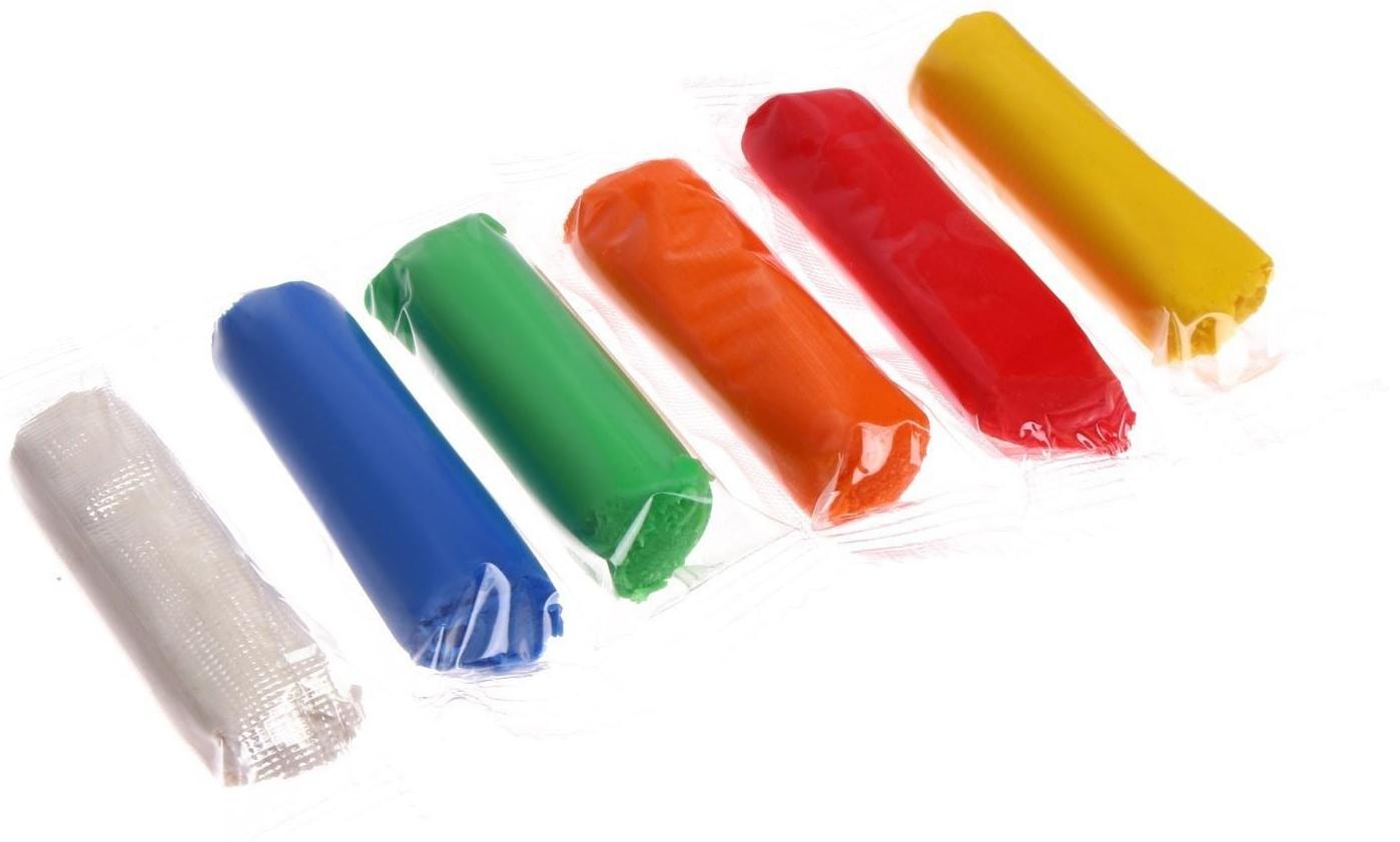 Тесто для лепки 6 цветов, 72 г Calligrata (на растительной основе), пакет зип-лок