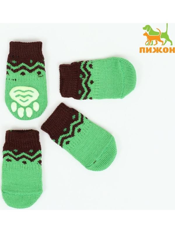 Носки нескользящие, размер L (3,5/5 * 9 см), набор 4 шт, зеленые