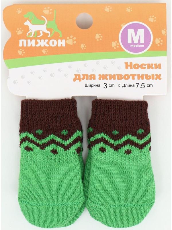 Носки нескользящие, размер M (3/4 * 7,5 см), набор 4 шт, зеленые