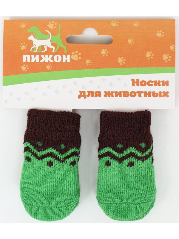 Носки нескользящие, размер S (2,5/3,5 * 6 см), набор 4 шт , зеленые