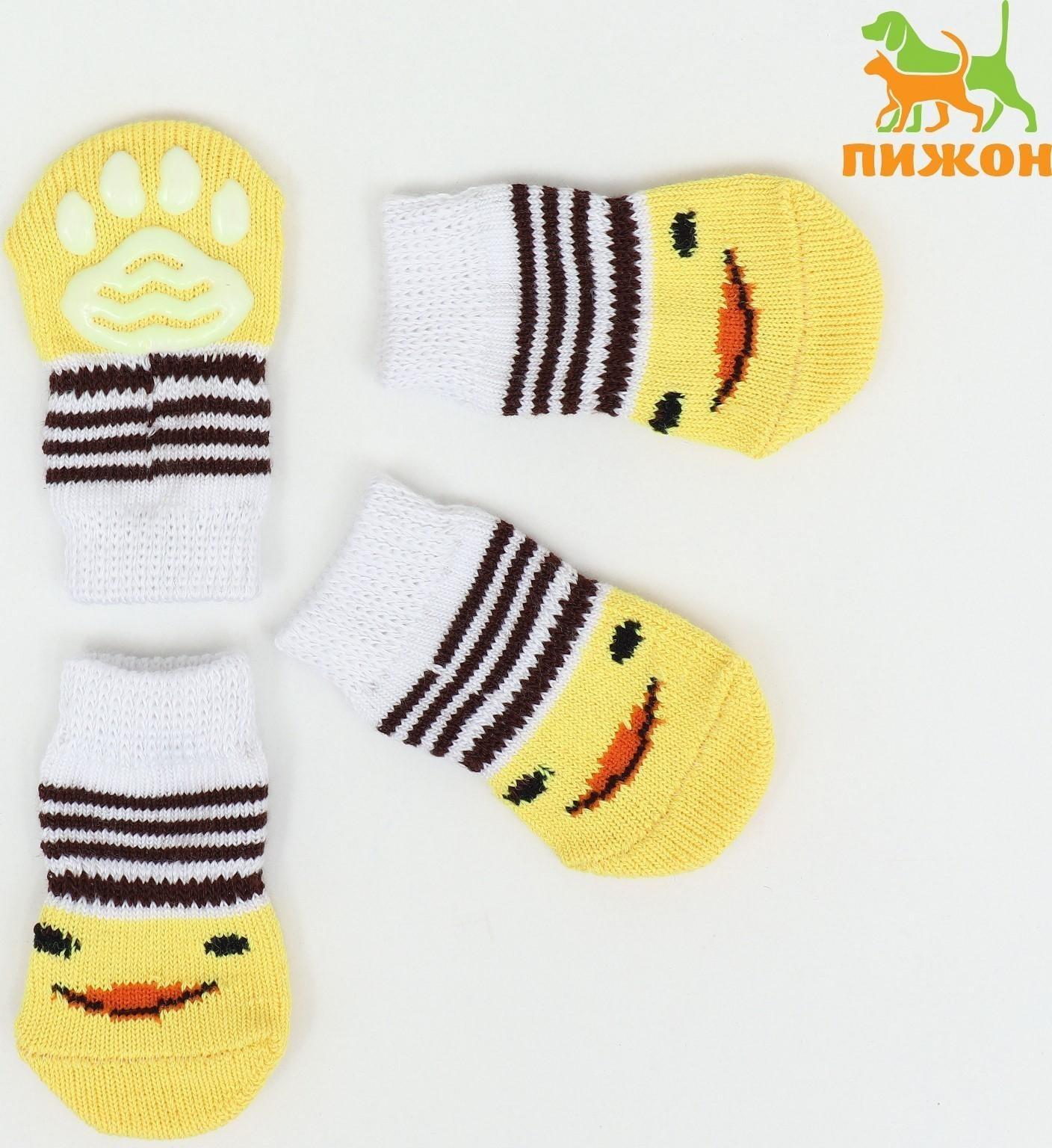 Носки нескользящие, размер S (2,5/3,5 * 6 см), набор 4 шт , цыпленок