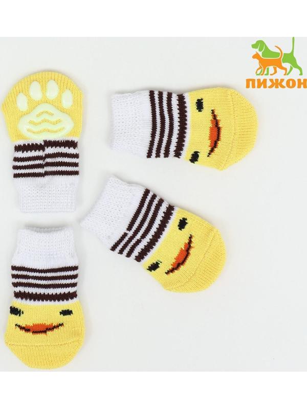 Носки нескользящие, размер S (2,5/3,5 * 6 см), набор 4 шт , цыпленок