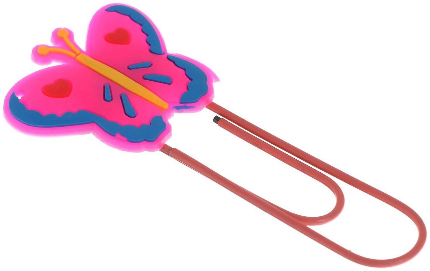Закладка-скрепка большая 11см Бабочка  МИКС