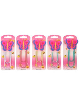 Закладка-скрепка большая 11см Бабочка  МИКС