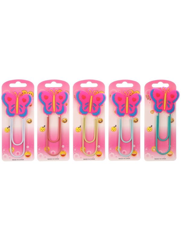 Закладка-скрепка большая 11см Бабочка  МИКС