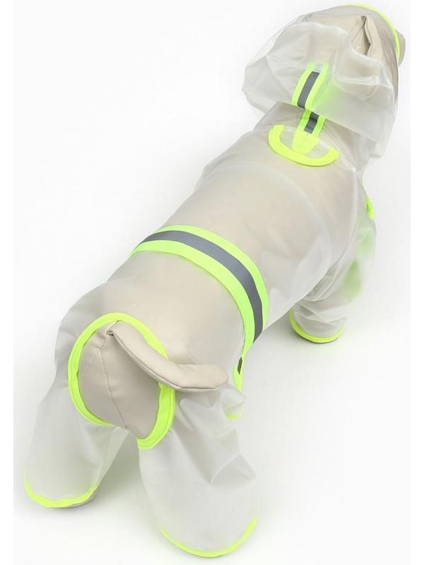 Дождевик-комбинезон для собак, размер XS (ДС 20, ОГ 32 см, вес 1-3 кг), прозрачный-жёлтый