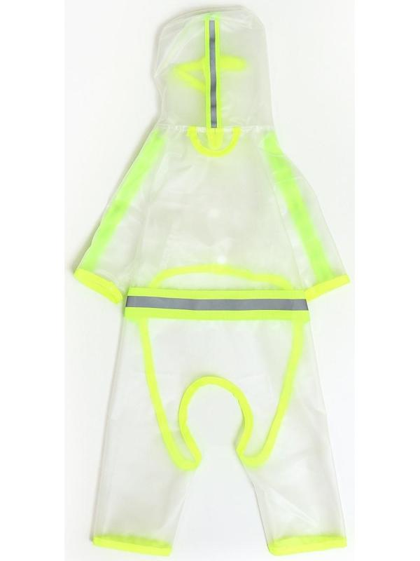 Дождевик-комбинезон для собак, размер XS (ДС 20, ОГ 32 см, вес 1-3 кг), прозрачный-жёлтый