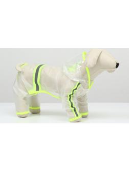 Дождевик-комбинезон для собак, размер S (ДС 25, ОГ 37 см, вес 3-5 кг), прозрачный-жёлтый
