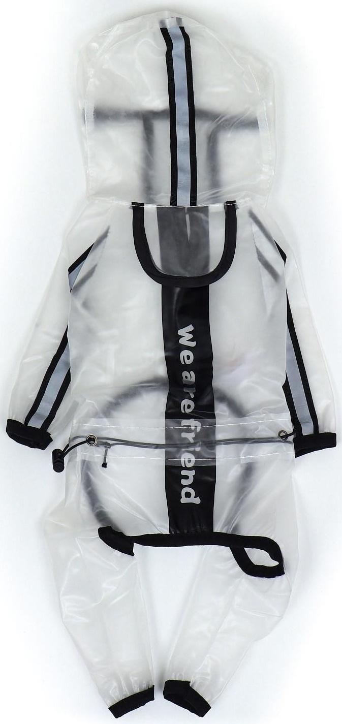 Дождевик-комбинезон для собак, размер M (ДС 30, ОГ 40, ОШ 31,5 см, вес 5-7 кг), прозрачный