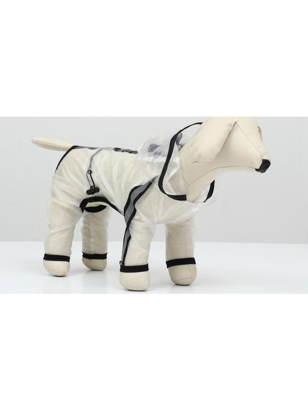 Дождевик-комбинезон для собак, размер M (ДС 30, ОГ 40, ОШ 31,5 см, вес 5-7 кг), прозрачный