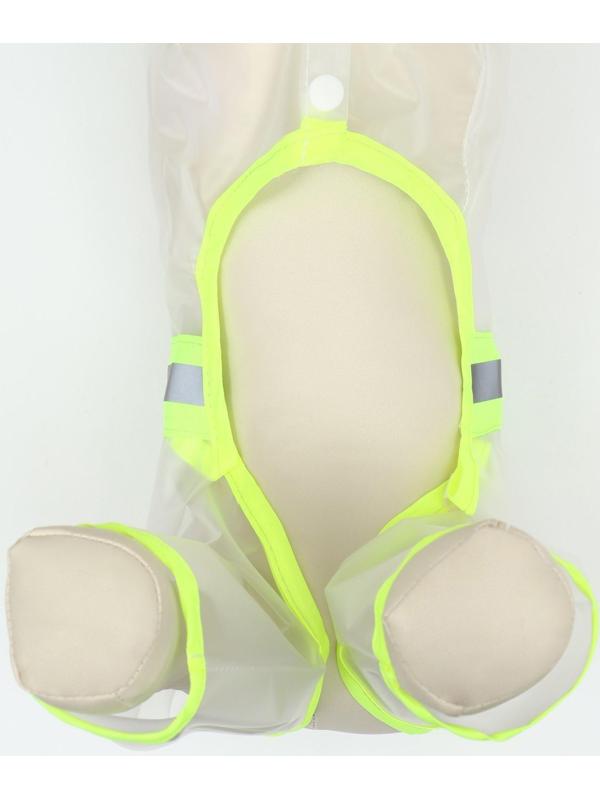 Дождевик-комбинезон для собак, размер M (ДС 30, ОГ 42 см, вес 5-8 кг), прозрачный-жёлтый