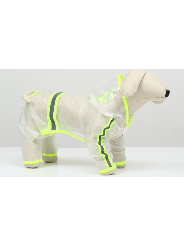 Дождевик-комбинезон для собак, размер M (ДС 30, ОГ 42 см, вес 5-8 кг), прозрачный-жёлтый