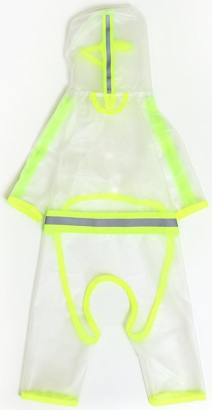 Дождевик-комбинезон для собак, размер L (ДС 35, ОГ 47 см, вес 8-11 кг), прозрачный-жёлтый
