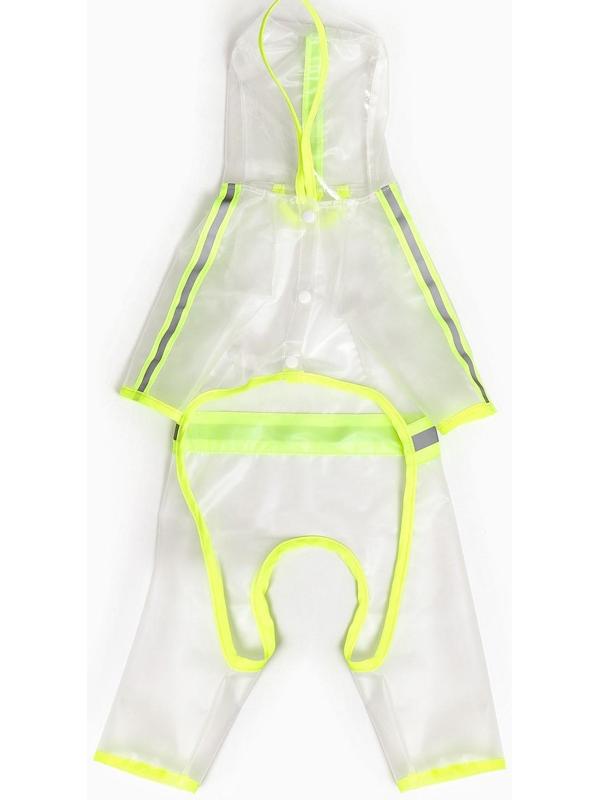 Дождевик-комбинезон для собак, размер L (ДС 35, ОГ 47 см, вес 8-11 кг), прозрачный-жёлтый