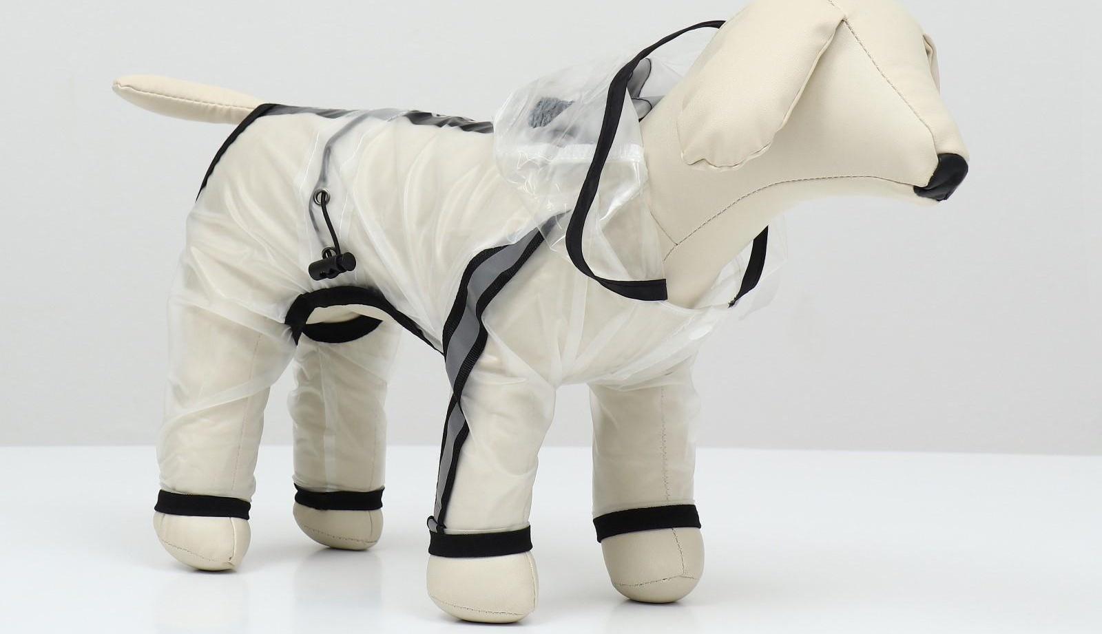 Дождевик-комбинезон для собак, размер ХL (ДС 38, ОГ 50, ОШ 41,5 см, вес 11-15 кг), прозрачный   9383