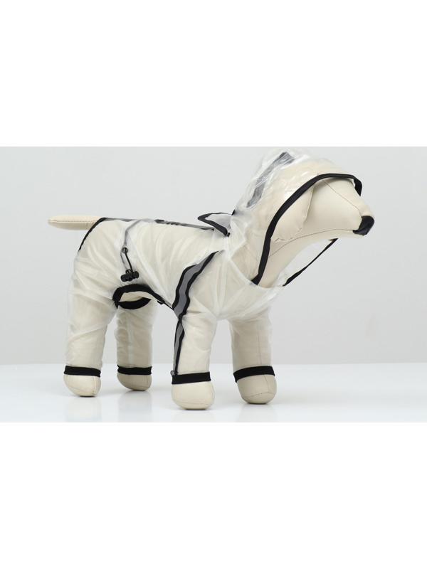 Дождевик-комбинезон для собак, размер  2ХL (ДС 42, ОГ 55, ОШ 46,5 см, вес 15-20 кг), прозрачный   93