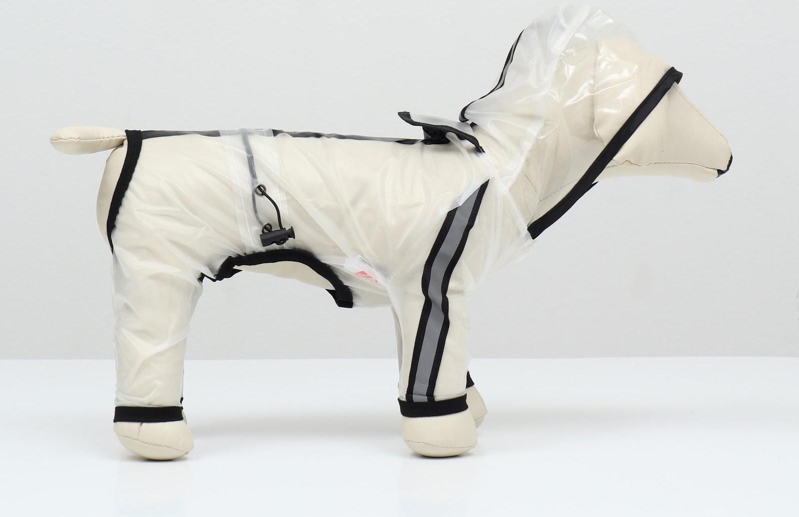 Дождевик-комбинезон для собак, размер  3ХL (ДС 46, ОГ 71,5, ОШ 51 см, вес 20-26 кг), прозрачный   93