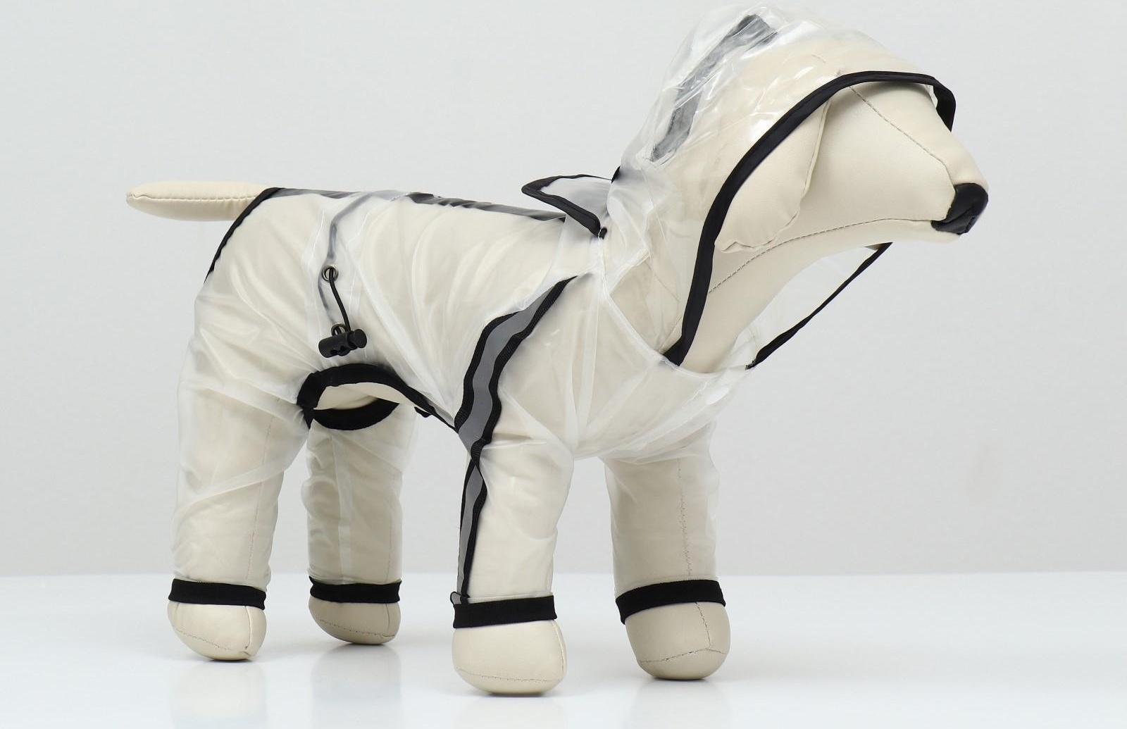 Дождевик-комбинезон для собак, размер  4ХL (ДС 50, ОГ 76,5, ОШ 56 см, вес 26-40 кг), прозрачный   93