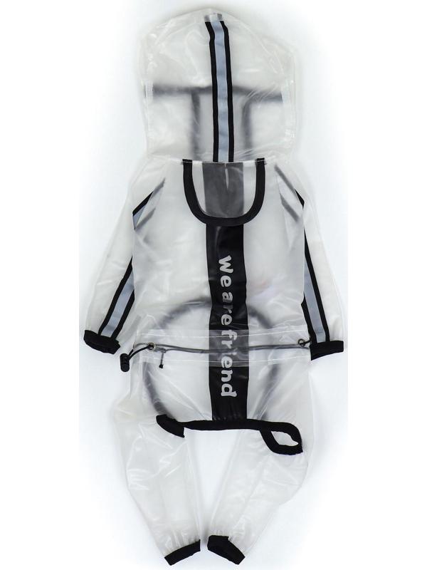 Дождевик-комбинезон для собак, размер  4ХL (ДС 50, ОГ 76,5, ОШ 56 см, вес 26-40 кг), прозрачный   93