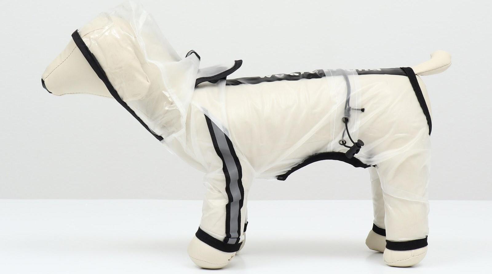 Дождевик-комбинезон для собак, размер  5ХL (ДС 54, ОГ 81,5, ОШ 61 см, вес 40-50 кг), прозрачный   93