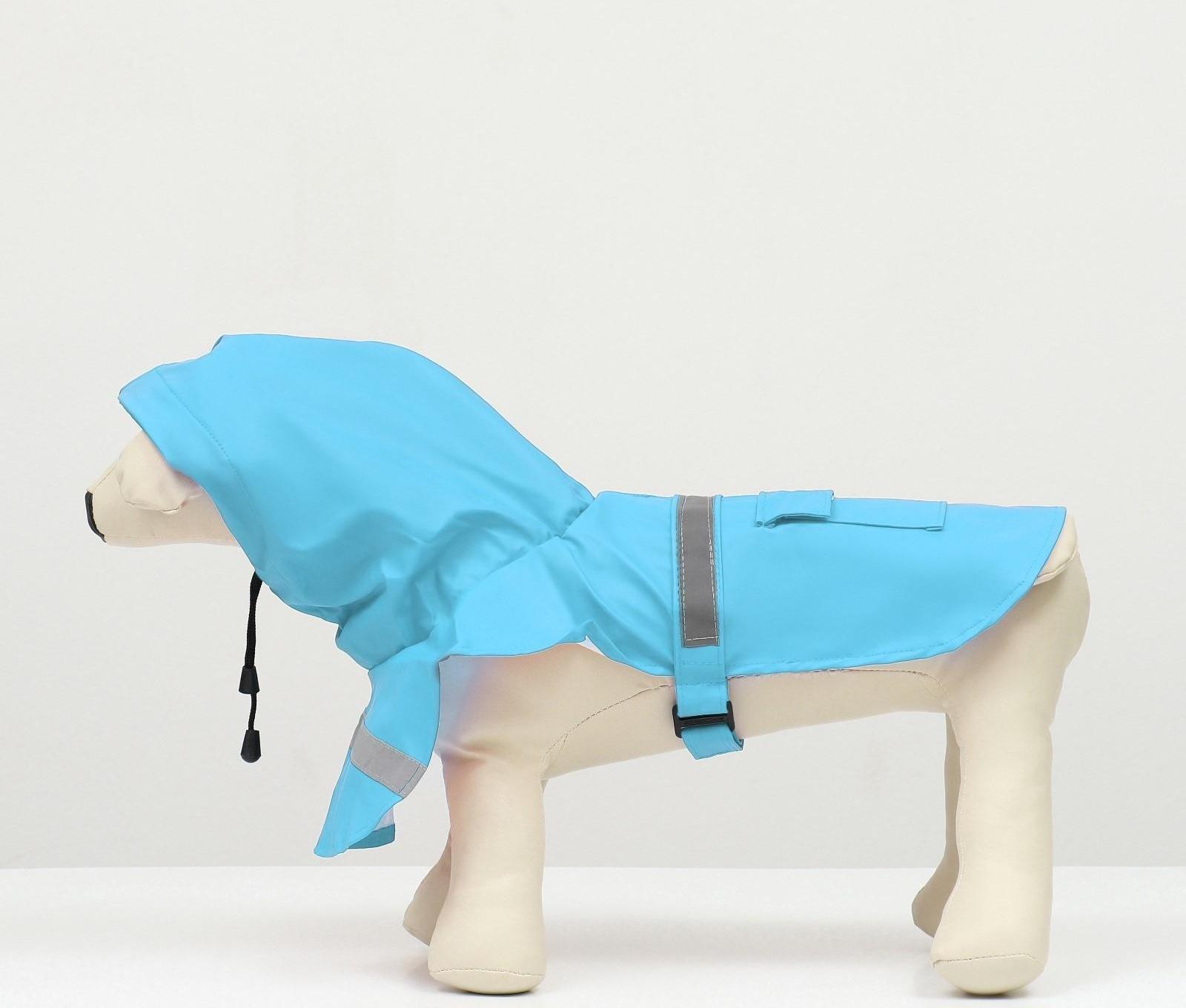Дождевик для собак, размер XS (ДС 15-20, ОГ 17-22, ОШ 13-17 см), голубой