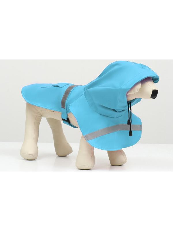 Дождевик для собак, размер М (ДС 25-30, ОГ 33-35, ОШ 21-25 см), голубой