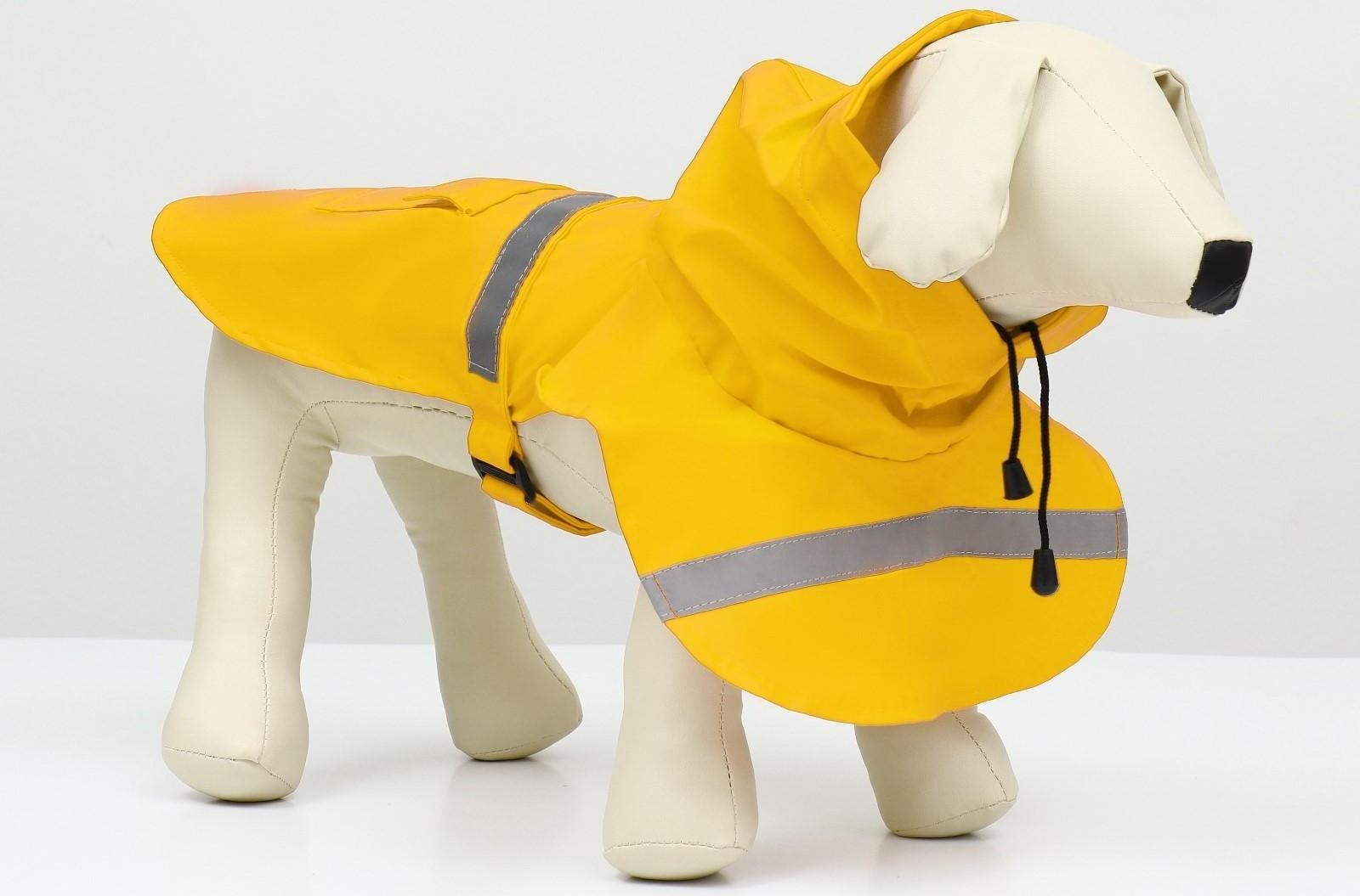 Дождевик для собак, размер L (ДС 30-35, ОГ 38-43, ОШ 26-31 см), жёлтый