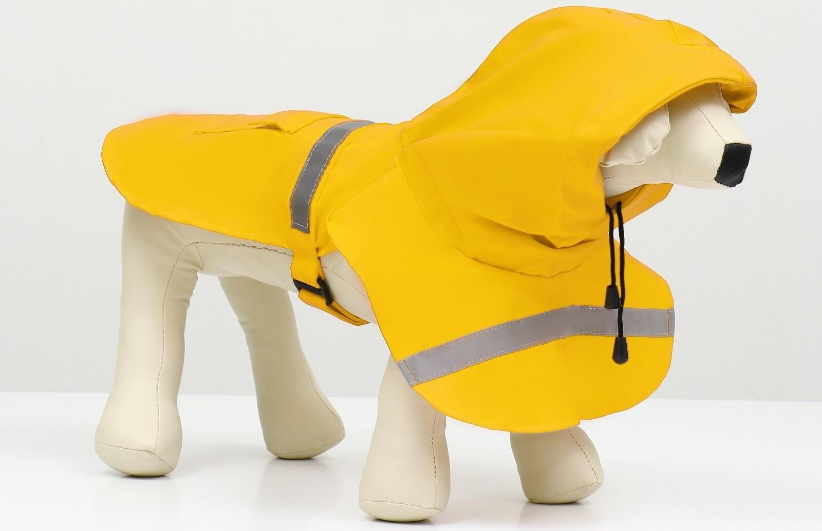 Дождевик для собак, размер L (ДС 30-35, ОГ 38-43, ОШ 26-31 см), жёлтый