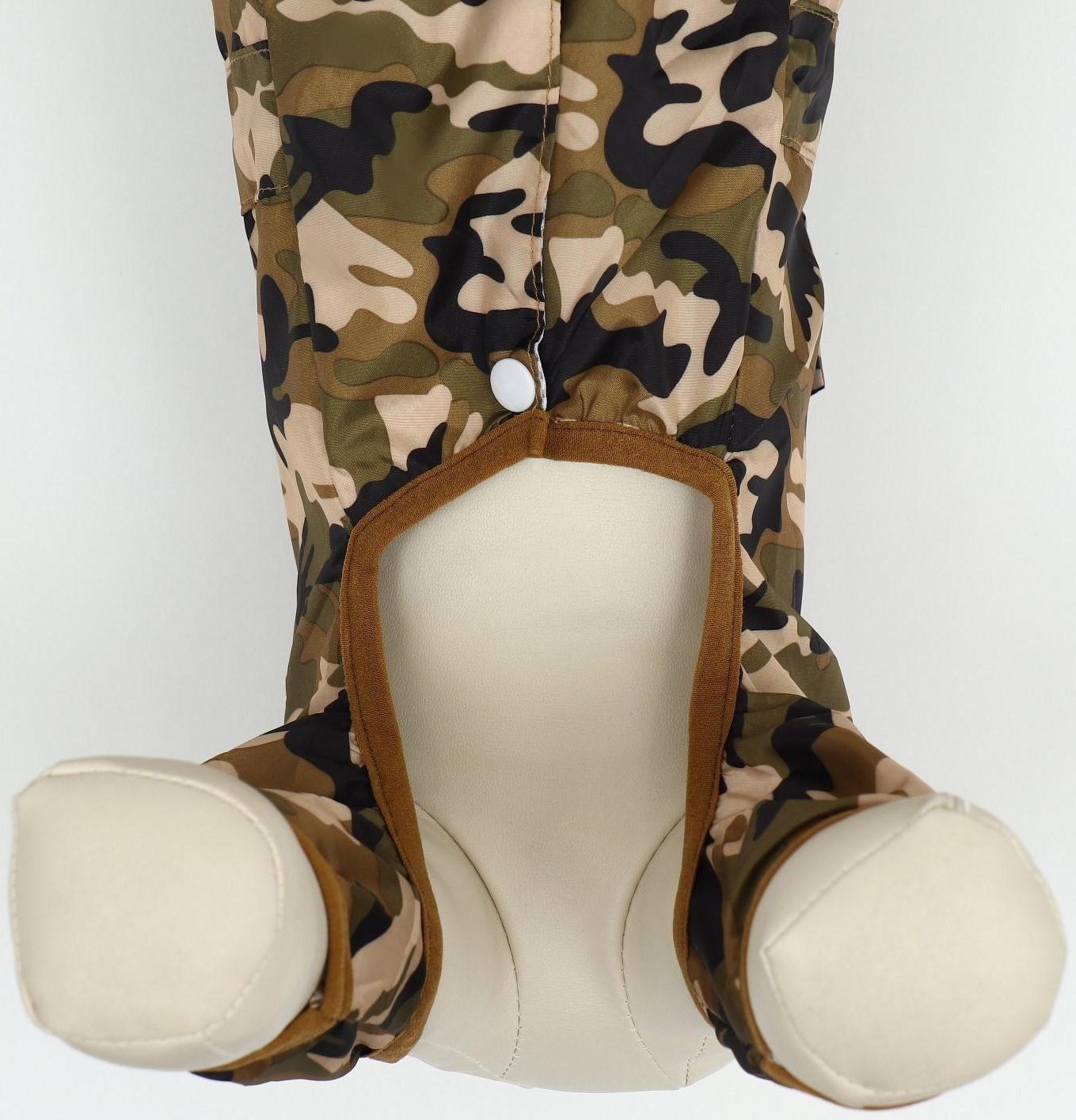 Комбинезон для собак, демисезонный с подкладом, размер ХS (ДС 22, Ог 34 см), камуфляжный