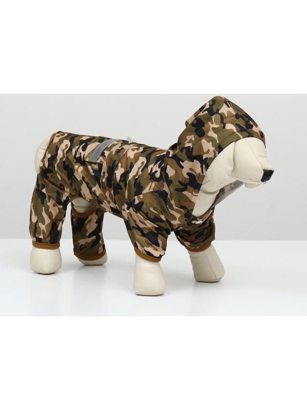 Комбинезон для собак, демисезонный с подкладом, размер ХS (ДС 22, Ог 34 см), камуфляжный